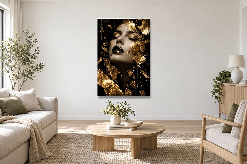 Vrouw met gouden bladeren