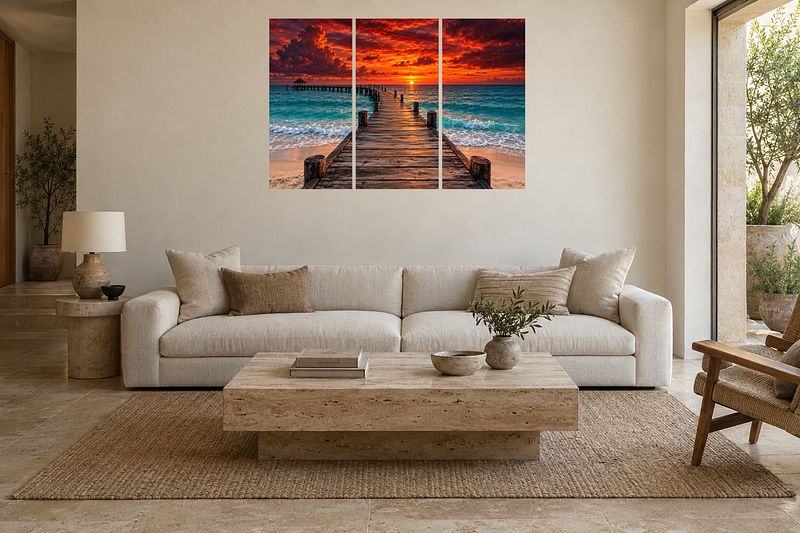 Tropische Zonsondergang Triptychon