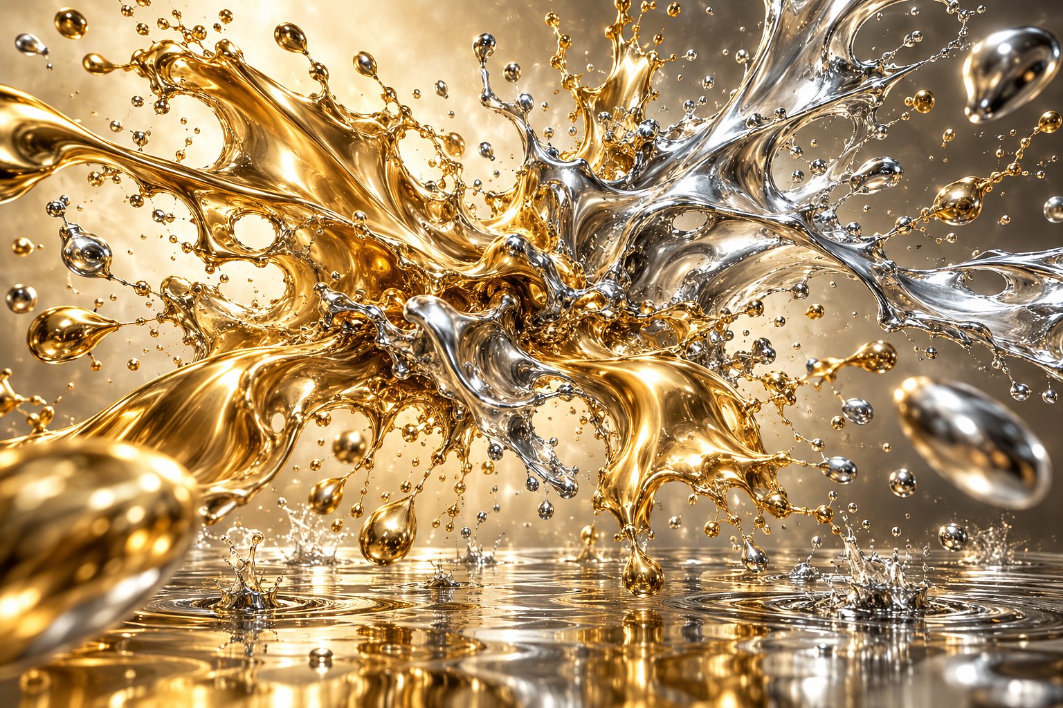 Liquid Gold and Silver Explosion