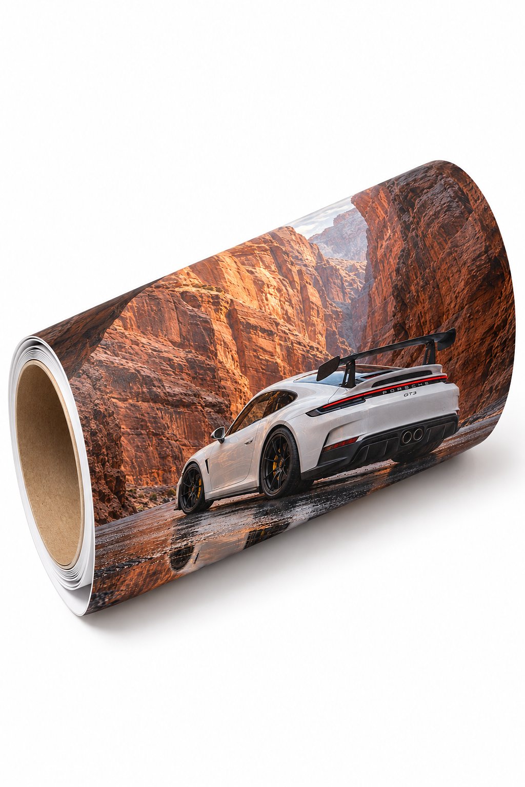 White Porsche in Canyon Silence
