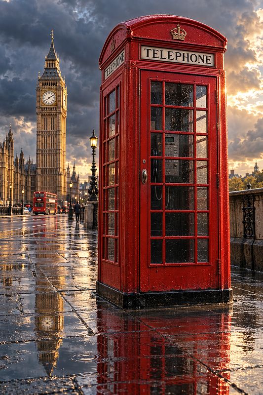 London: A Red Accent in the Rain