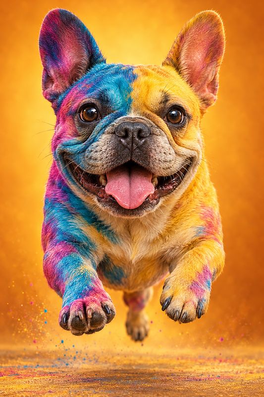 Joyful French Bulldog in Motion