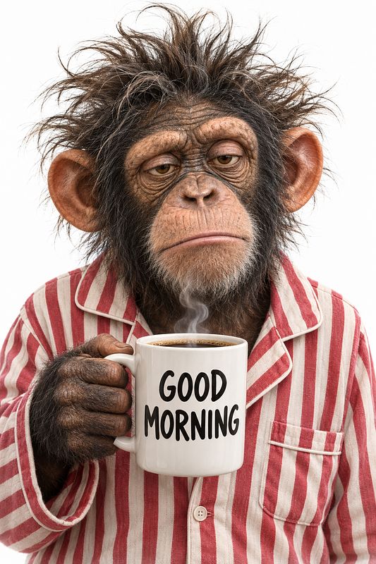 Sleepy Chimpanzee Morning Portrait