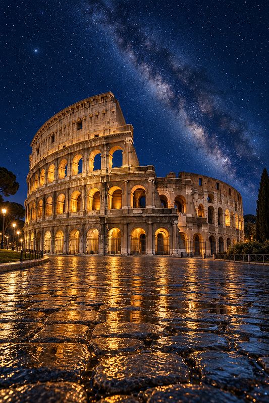 Eternal Rome Under the Night Sky